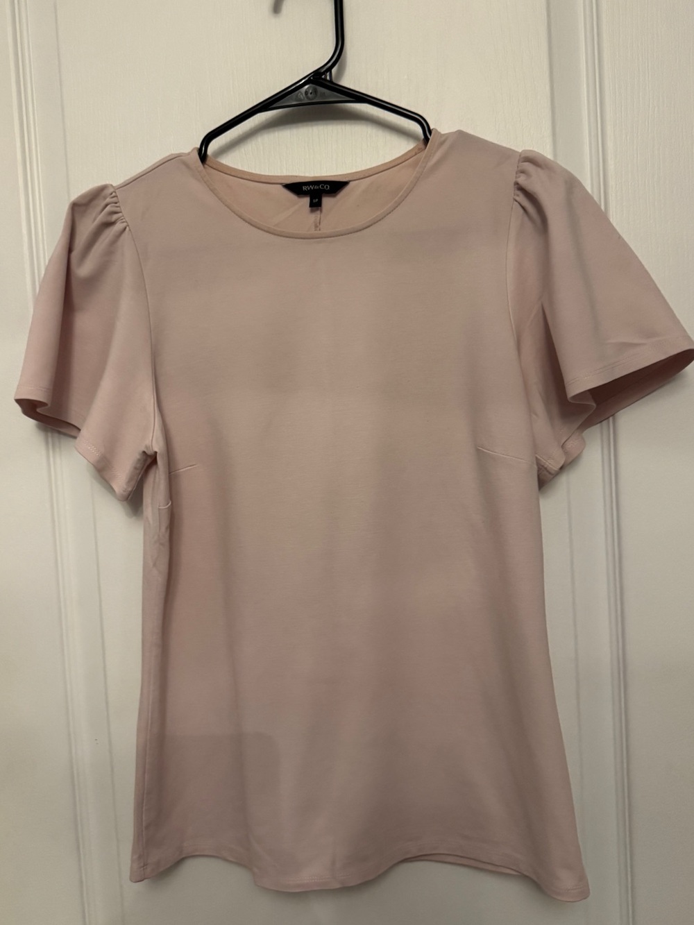 RW&CO. Blush Pink Puff Sleeve Round Neck Top